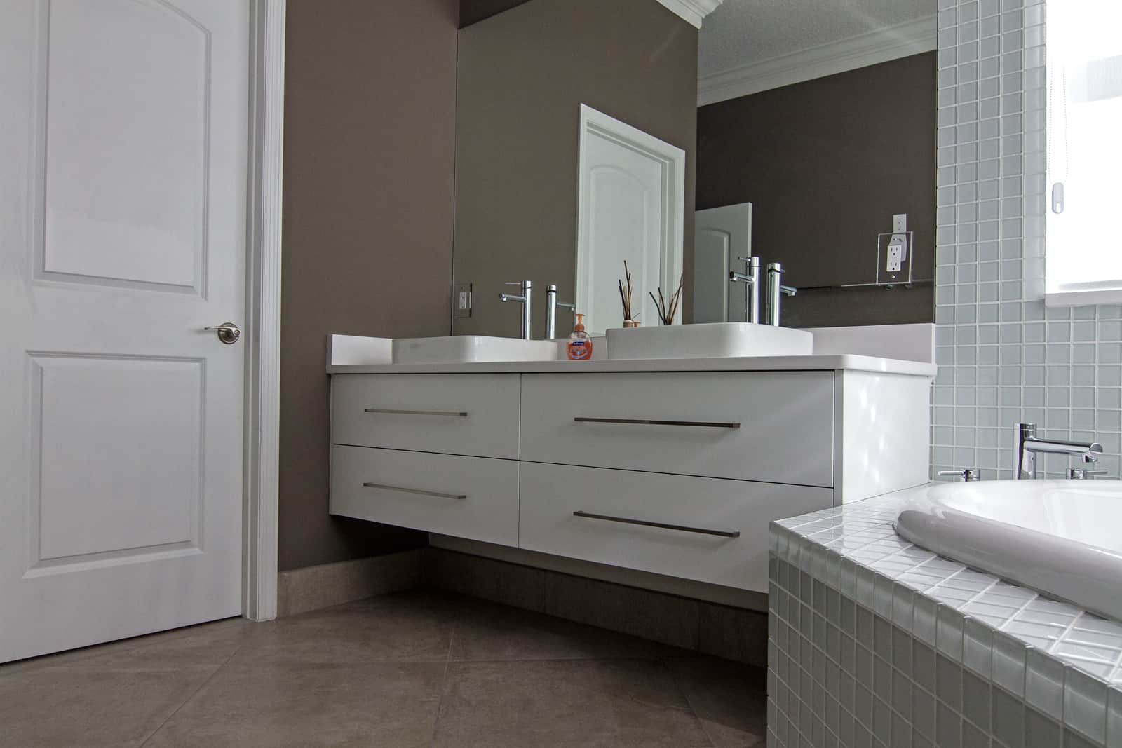 mccabinet bathroom with stunning white cabinetry