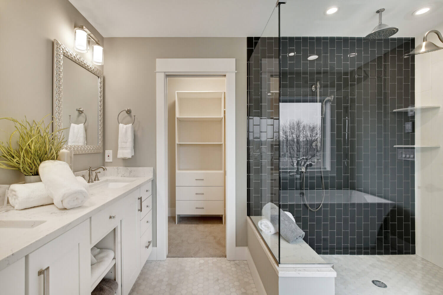 Bathroom cabinetry and custom closet