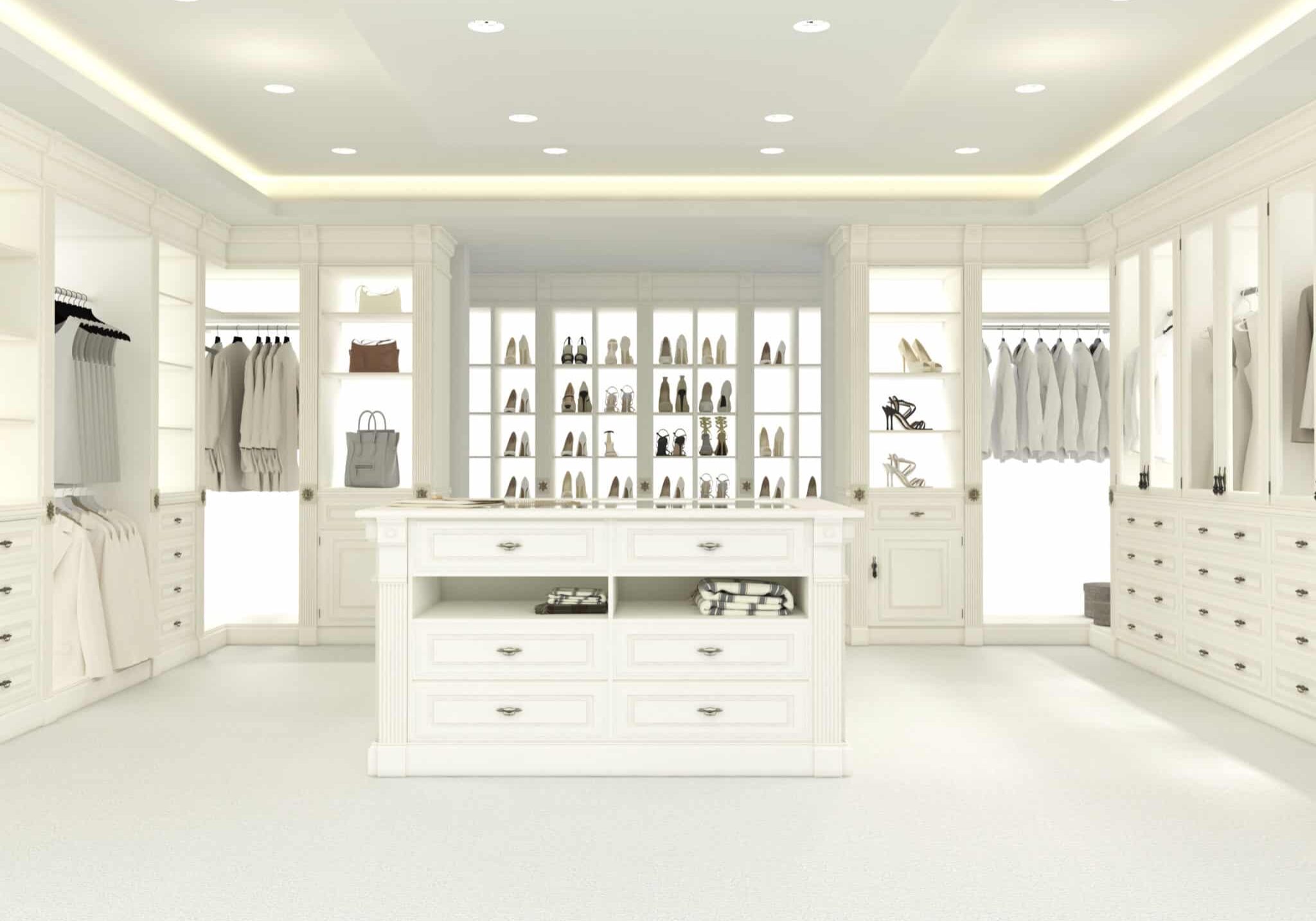 large white walk-in closet